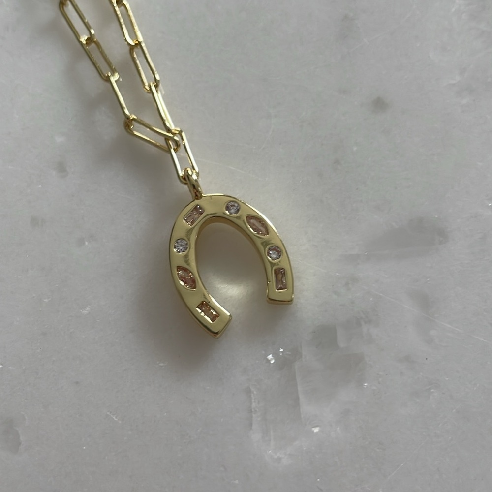 + ADORNIA + Horseshoe Pendant Paper Clip  Chain Necklace - Picture 4 of 6